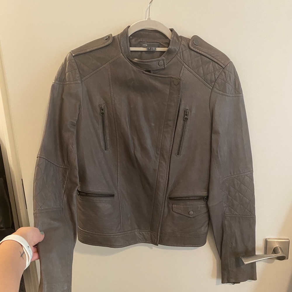 Gray Vince Leather Jacket